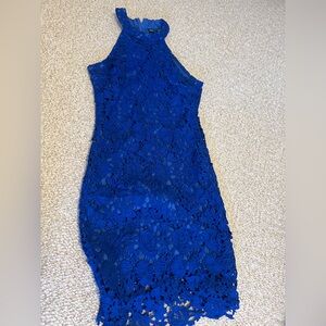 Shein Sleeveless Royal Blue Lace Dress